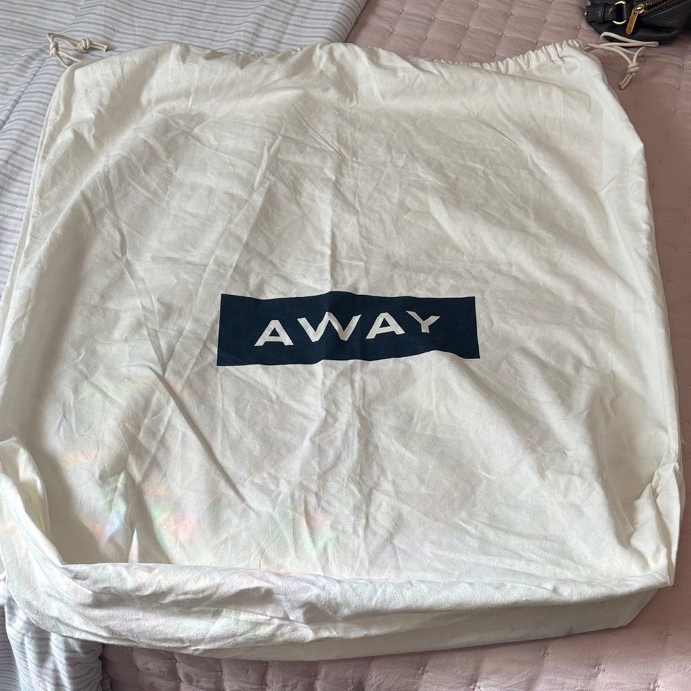 Away Cream Drawstring Laundry Bag Black Logo